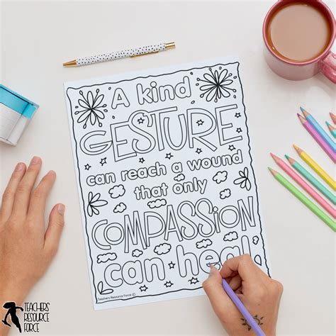 Kindness Quote Coloring Pages Posters Classroom Decor Empathy