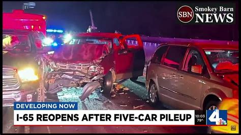 I 65 Reopens After Five Car Pileup Youtube