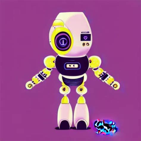 Digital Illustration Of A Cute Robot Character Uliana Stable