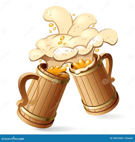 кружки пива иллюстрация вектора. иллюстрации насчитывающей желтый ...