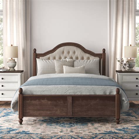 Lark Manor Amilio Upholstered Bed Solid Wood Platform Reviews Wayfair