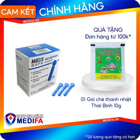 Hộp 100 Kim chích máu đường huyết MEDISAFE vô trùng đầu xoay vát 3