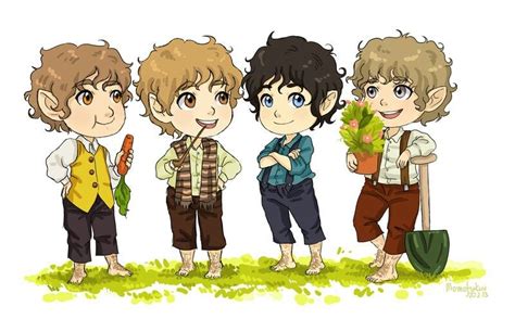 Hobbits Merry Pippin Frodo And Sam Hobbit Art Lotr Art O Hobbit