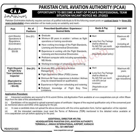 Pakistan Civil Aviation Authority Pcaa Jobs October Advertisement