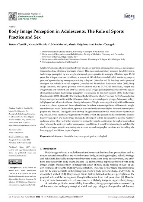Pdf Body Image Perception In Adolescents The Role Of Sports Practice And Sex