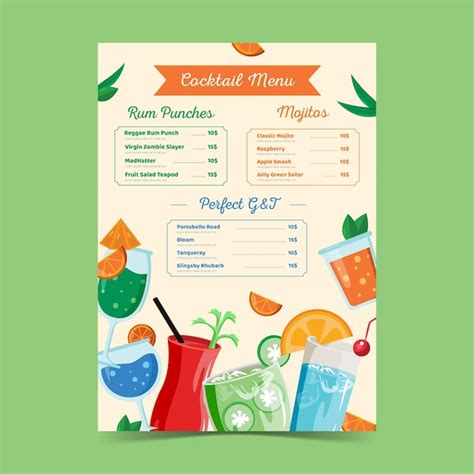 Free Vector Cocktail Menu Concept