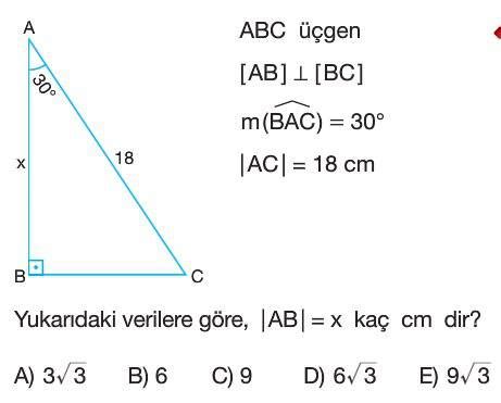 9 Sınıf Dik Üçgen ve Trigonometri Test Çöz Yeni Nesil Sorular Testler