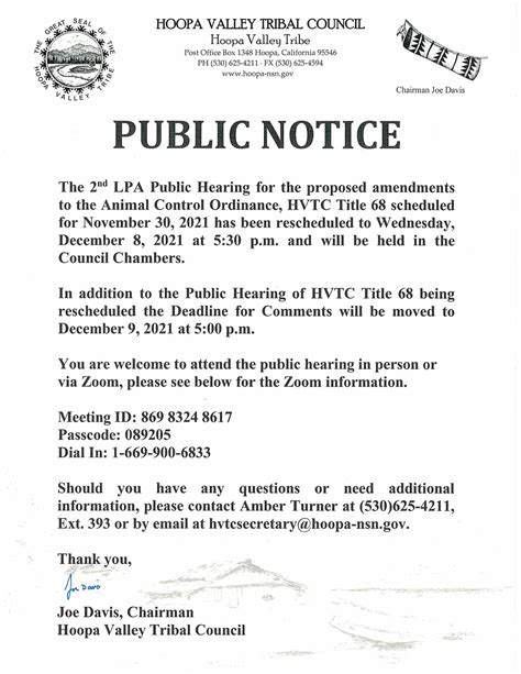 LPA Public Hearing Notice | Hoopa Valley Tribe