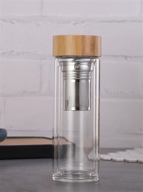 Customized Borosilicate Glass Bottle Clear Glass Drinking Bottle With Bamboo Lid