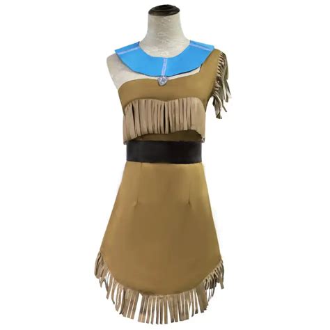 Brave Princess Pocahontas Cosplay Tutu Dress Brown Color Girl Tassel