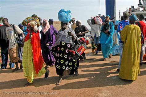 Pictures of Gambia-0010 - people leaving the Banjul ferry wearing ...