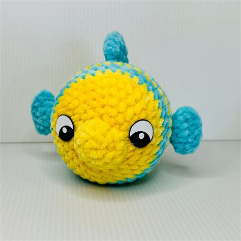 Crochet Flounder Fish Stuffed Animal Fish Stuffie Cute Animal Plushy Gift for Kids Gift for ...