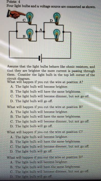 Solved Points 4 Four Light Bulbs And A Voltage Source Are