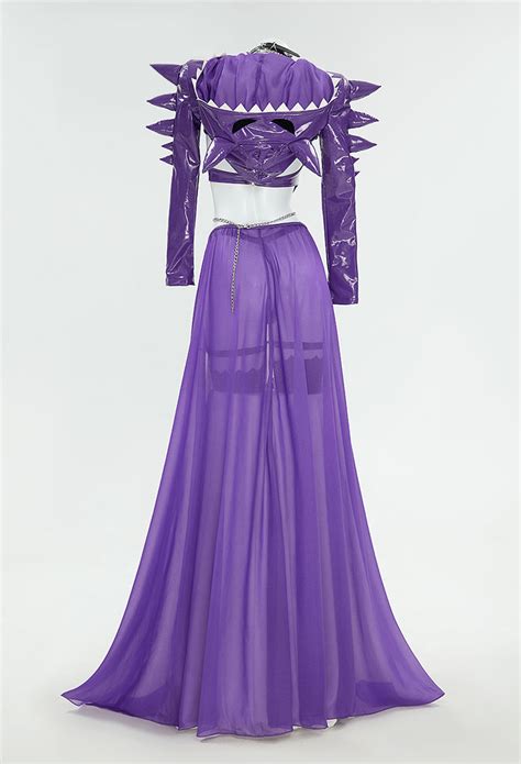 Gothic Sexy Lingerie Set Purple Cutout Bodysuit And Hooded Coat With Skirt And Choker Top