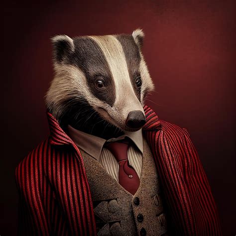 Premium Ai Image Badger In Smart Formal Suit And Shirt Dinner Wear