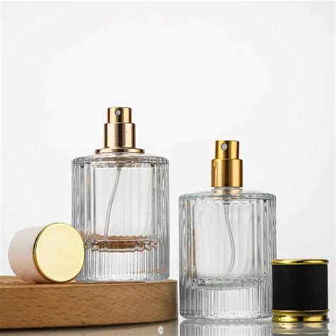 30ml 50ml 100ml Unique Empty Stripe Round Glass Perfume Bottle