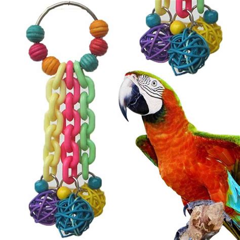 18cm Colorful Parrot Chew Toy Parrot Toys Bird Cage Stand | Wish