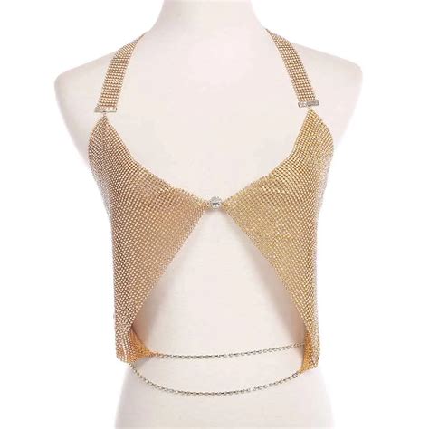 Aliexpress Buy BeUrSelf Sexy Body Jewelry Rhinestone Chain Bra Vest Summer Beach Bikini