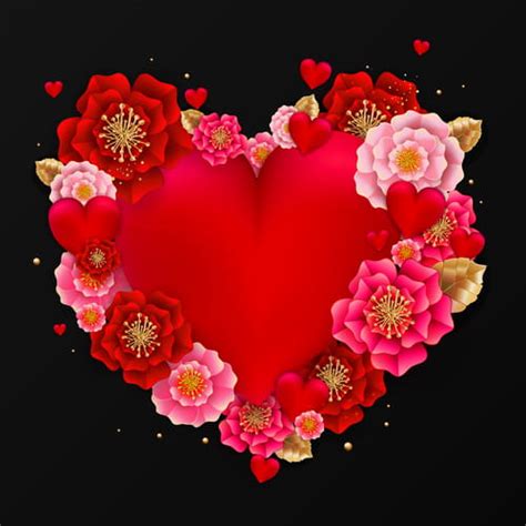 Red Heart With Beautiful Flower Vector Illustration Eps Uidownload