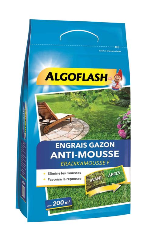 Algoflash Engrais Gazon Anti Mousse 6 Kg Gamm Vert