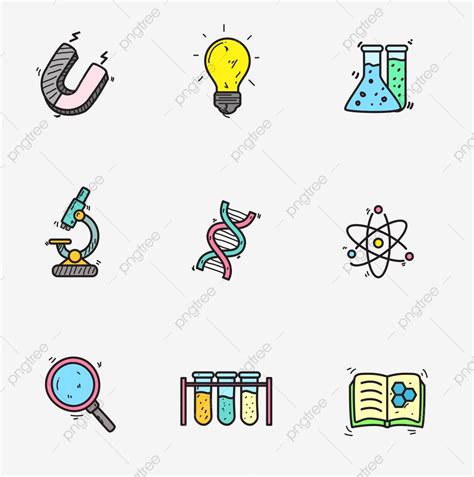 Hand Drawn Science Vector Hd Png Images Set Of Science Related Icons