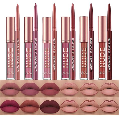 Amazon Bestland Pcs Matte Liquid Lipstick Lip Liner Pens Set Velvety Nude Lip Stain