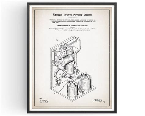 Telegraph 1873 Patent Print Thomas Edison Telegraph Print Communication