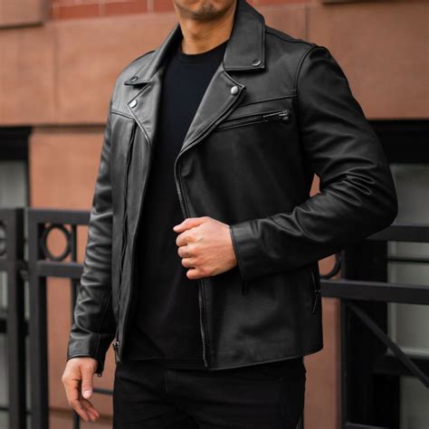 Men's Motorcycle Jacket In Black Leather - Thursday Boot Company