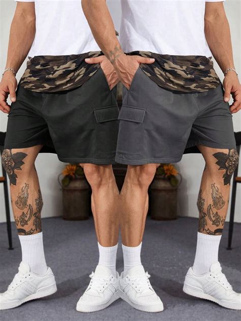 Manfinity Homme Piezas Shorts Holgados Para Hombres Con Bolsillos Con