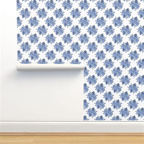 Blue Watercolor Floral Bouquet Pattern Spoonflower