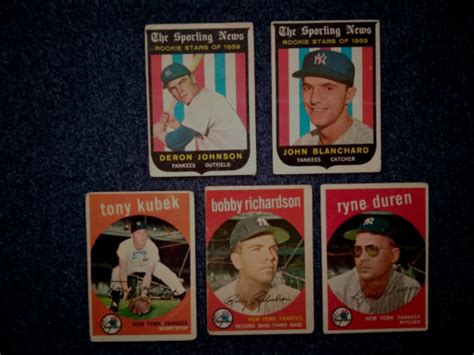 1959 Topps Yankees Richardson Kubek Johnson Blanchard Rookie Baseball