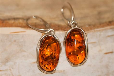 Baltic Amber Earrings Fitted In A Sterling Silver Setting Big Silver