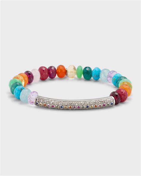 Sheryl Lowe 8mm Chakra Multicolor Bead Bracelet Neiman Marcus