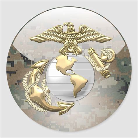 Usmc Eagle Globe And Anchor Ega 3d Classic Round Sticker Zazzle