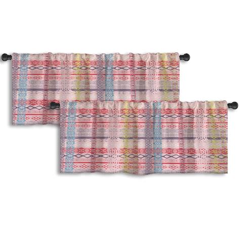 LALILO Kitchen Curtain Valance Ethnic Tribal Art Old Rod Pocket Window