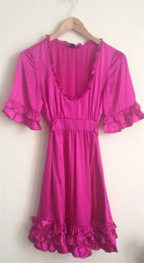 Betsey Johnson Hot Pink Silk Ruffle Cocktail Dress Etsy Betsey Johnson Pink Silk Betsey