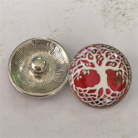 Mm Noosa Style Tree Of Life On Red Enamel Snap Chunks Art Glass