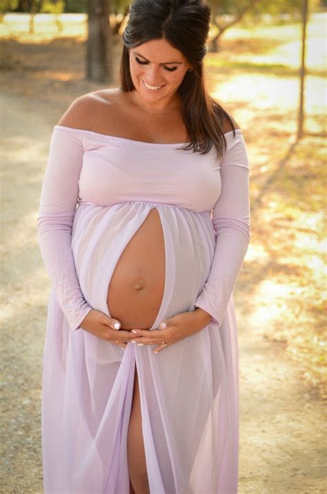 Smooth Long Sleeve And Chiffon Dress Open Belly Maternity Dresses