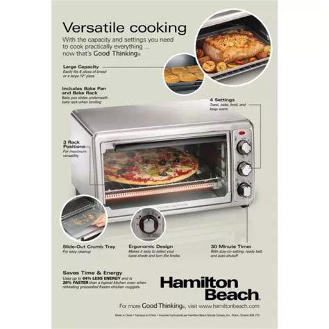 Hamilton Beach 1440 Watt 6 Slice Stainless Steel Toaster Oven Xdc Depot