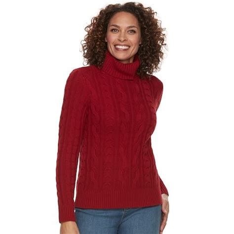 Womens Croft And Barrow® Cable Knit Turtleneck Sweater Sweaters