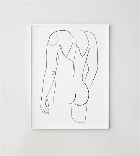 Man One Line Drawing Male Back Line Art Naked Man Print Printable Bathroom Wall Art Abstract