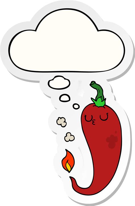 Cartoon Hot Chili Pepper And Thought Bubble As A Printed Sticker
