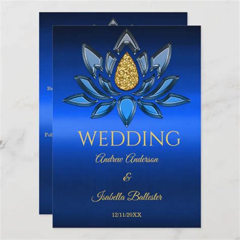 Wedding Elegant Royal Blue Silver Diamond Hearts Invitation Zazzle