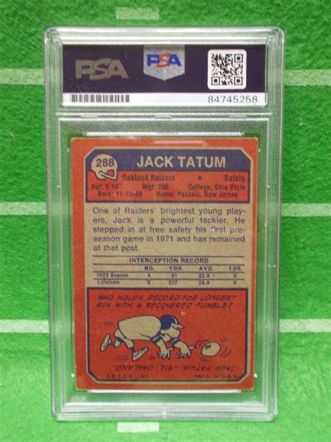 JACK TATUM PSA DNA AUTOGRAPHED 1973 Topps RC OHIO STATE OSU Oakland