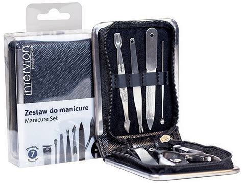 Inter Vion Black Leather Manicure Set 7 Tools Makeup Uk