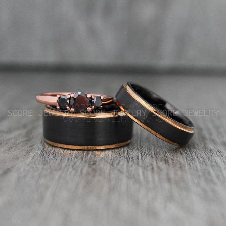 Black Wedding Rings, Couple Rings, Black Wedding Bands, Couple Wedding ...