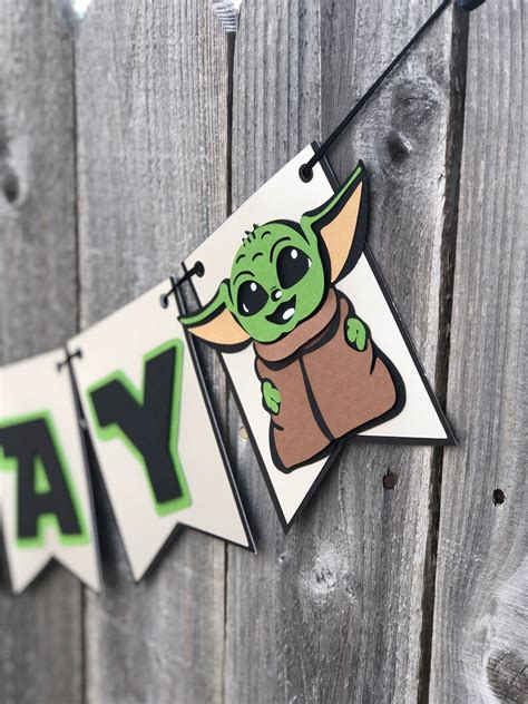 Baby Yoda Happy Birthday Banner Custom Banner Star Wars Etsy