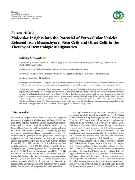 Pdf Molecular Insights Into The Potential Of Extracellular Vesicles