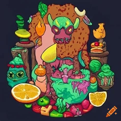 Forest With Mythical Creatures And Mutant Omega Mart Lemon Fruit