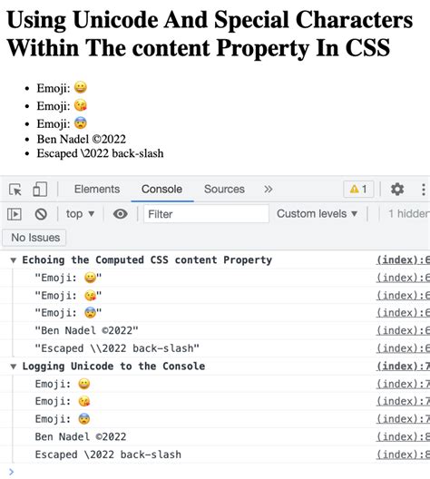 Using Unicode And Special Characters Within The Content Property In Css